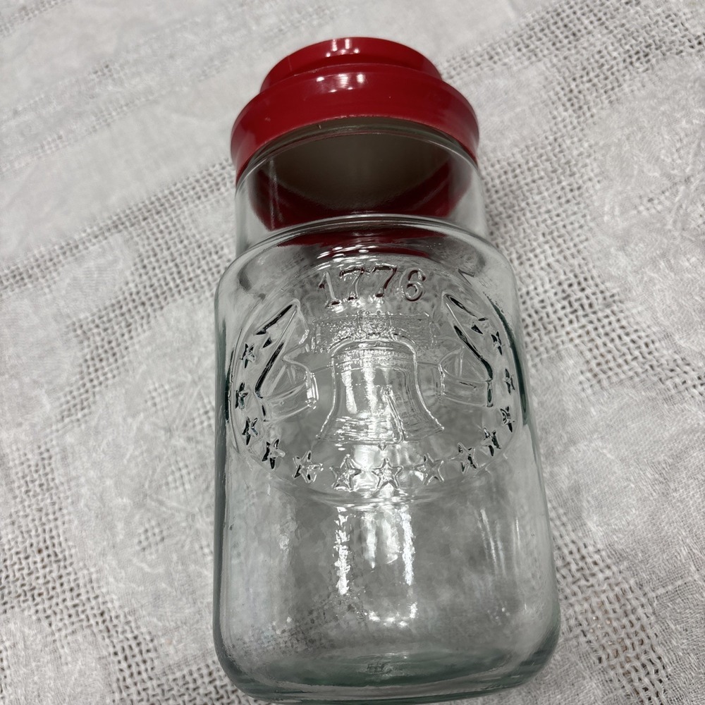 Vtg Maxwell Coffee Anchor Hocking 1776 Bicentennial Glass Jar Red Lid  Bell